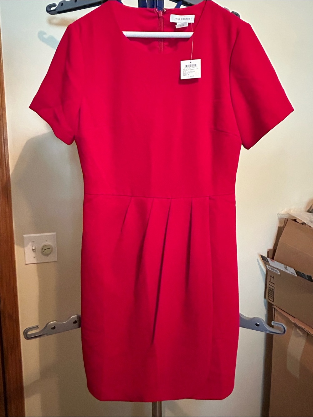NWT Club Monaco Vibrant True Red Pleated Mini Dress 8
